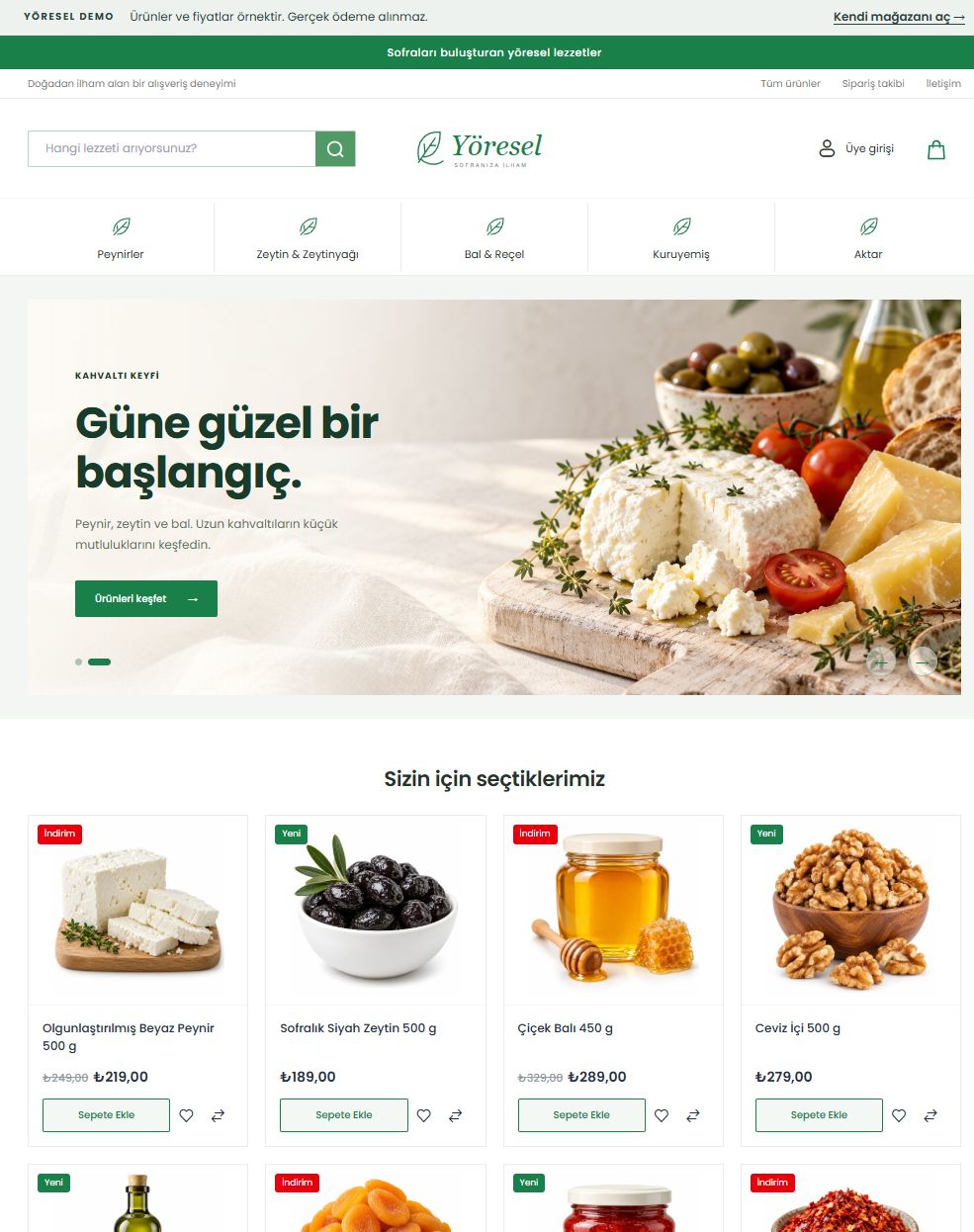 Yöresel temasının ana sayfa önizlemesi