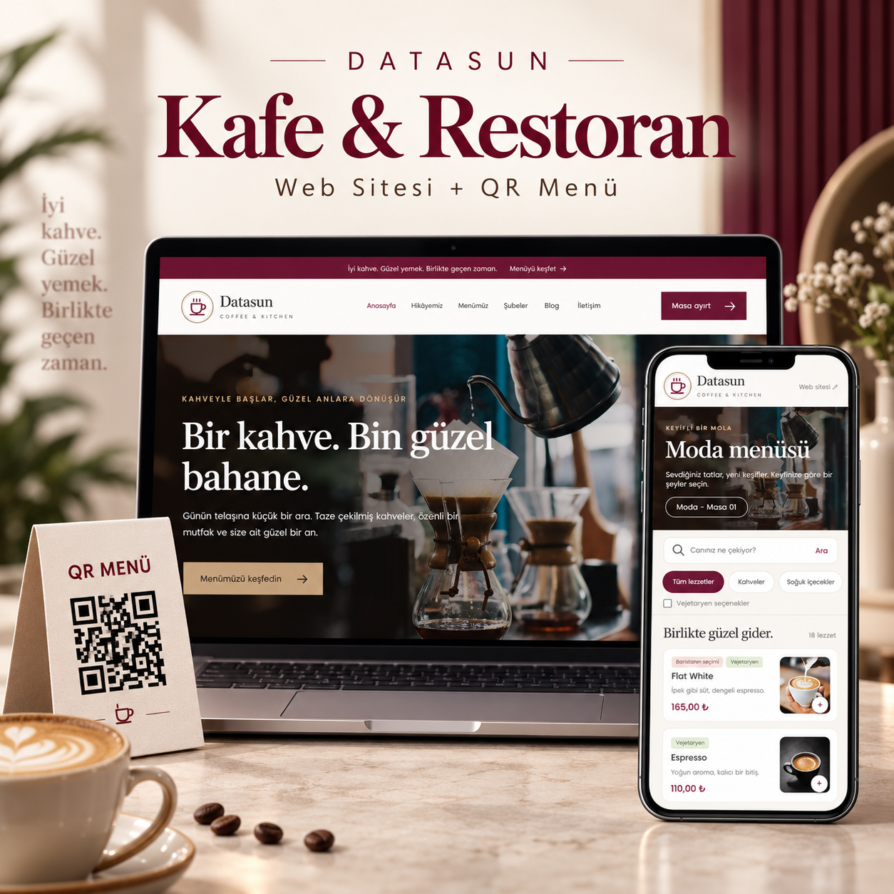 Cafe & Restoran İnternet Sitesi + QR Menü Yazılımı